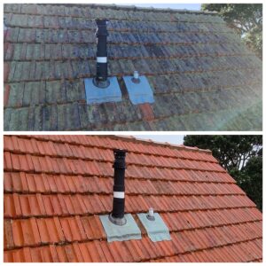 Dramatic transformation of a roof in Auckland from being covered in moss and lichen to sparkling, clean and well-maintained